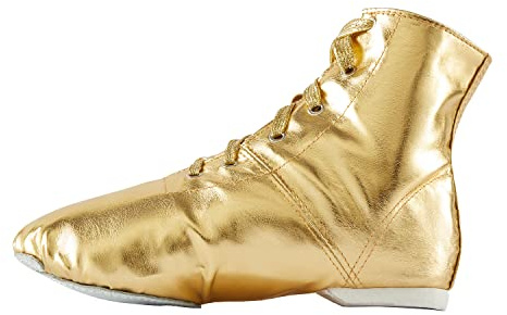 missfiona Jazz Shoes for Woman Canvas Dance Boots Split Sole Ballroom Dancing Flat(8, Gold)