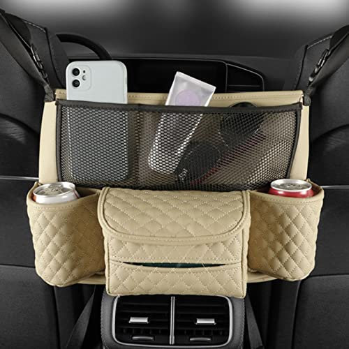 ACAREY Aufbewahrungstasche Auto Aufbewahrungstasche Multifunktionale Autositz Organizer Für Autositze Große Kapazität Autositz Rücksitz Aufbewahrungstasche Zwischen Den Vordersitzen Auto (Beige)