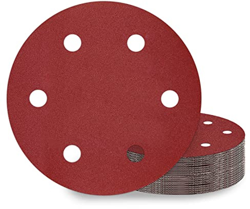 KONGMING 25 Pièces Disques de Ponçage 225mm Grain 180 Disque Abrasif 225mm 6 Trous pour Girafe Ponceuse