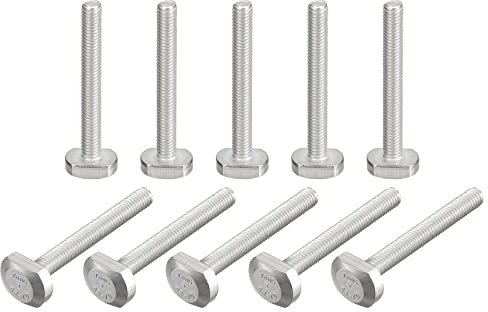 QUARKZMAN T-Slot-Bolzen, 10 Stück, M6 x 50 mm, T-Schlitz, Hengst, Gleitbolzen, 304 Edelstahl, T-Form, Schrauben