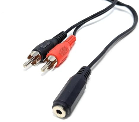 DRUT 20cm 3.5mm Stereo Jack Socket to Twin Phono RCA Phono Male Plug | Durable, reliable connectors. No drivers needed, plug & play. Great for Hi-Fi systems, laptops, phones, mixers, and...