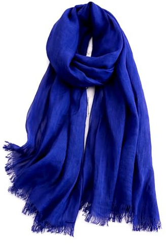 KARMA.DIEM Hijab för Damer - Mjuk Slöja med Silkeslen Känsla och Satinlyster - Andas & Skrynkelfri Sjal - Elegant Huvudduk för Vardag, Ramadan och Fest - 180x65cm - (Royal Blue)