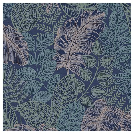 Superfresco Easy Scattered Leaves Floral Blue/Copper Wallpaper | Paste the Wall | White Leaves | Eco-Friendly