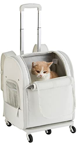 Haustier-/Katzen-/Hunderucksackträger mit Rädern, Haustier-Reiseträger, atmungsaktive Haustier-Trolley-Tasche, Oxford-Stoff, Hundekäfig-Rucksack, tragbar, faltbar, Haustier-Trolley, großer Raum (