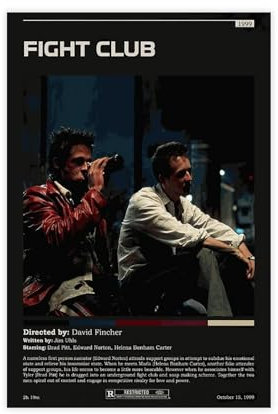 Fight Club Filmposter 11 Leinwand Poster Schlafzimmer Dekor Sport Landschaft Büro Zimmer Dekor Geschenk Unrahmen-Stil 20 x 30 cm