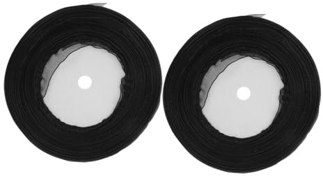 Organzaband 2 Rollen aus Polyester, Schwarz, 2, 5cm Breit