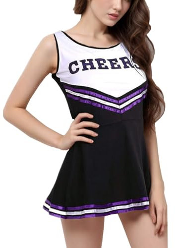 ZUYPSK Cheerleading Kostym, cheer leader uniform, karneval, fest, halloweenklänning (svart, M)