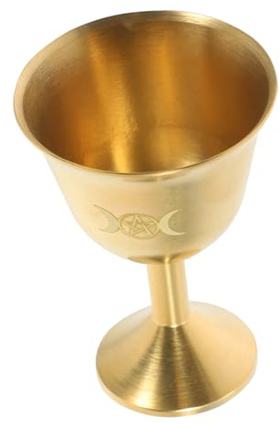 MAGICLULU 2 Piezas Athame Taza De Budismo Resistente Al Desgaste Vasos Dorados Copa Sagrada Decorativa Copa De Vino Cáliz Pentagrama Taza Sagrada a Multifunción Altar Vintage