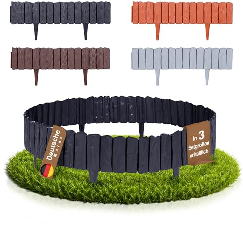 BOOGARDI Beeteinfassung Holz-Optik · 2,86 m Rasenkante Kunststoff Anthrazit · Beetbegrenzung in 4 Farben · Palisade Beetumrandung für Beet & Garten · Rasenkanten Beetabgrenzung Blumenbeet Umrandung
