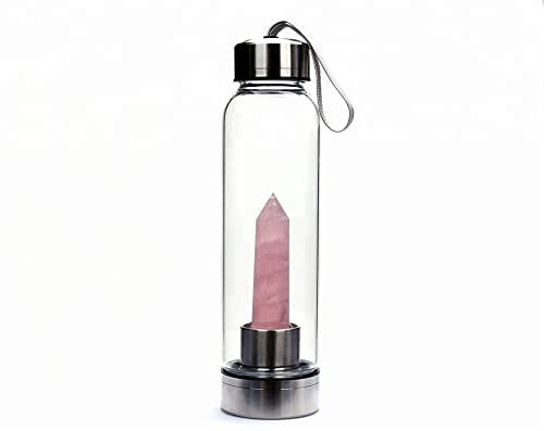 Bottiglia D'acqua Di Cristallo Naturale Rosa Quarzo Rosa Cristallo Bottiglia D'acqua Obelisco Di Cristallo Punto Della Bacchetta Curativa Elisir Bacchetta Gemme Per Fare Acqua Infusa Di Cristallo