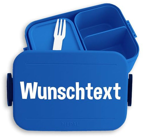 Kinder Bento Box Midi Lunchbox für Mepal Bentobox - Dein Wunschtext | Text Name Namen Personalisiert - 900 ml - Blau - brotbox teenager mädchen individualisierbar brotzeitbox brotdose vesperdose