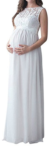 Kielsjajd Abendkleid Damen Elegant - Umstandskleid Fotoshooting Schulterfreies Chiffon Tüll Langes Schwanger Kleidung Festlich Hochzeit Elegant Abendkleider Umstandsmode (White, XL)