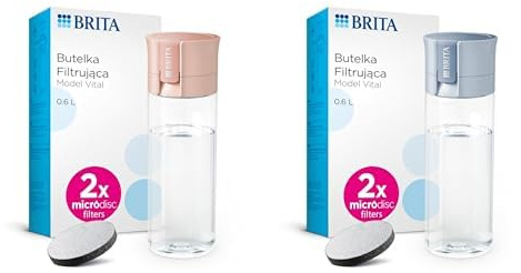 BRITA Water Filter Bottle - Apricot & Water Filter Bottle Light - Blue