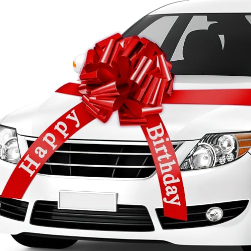 APOMOONS Fiocco per Auto Grande Rosso 46 cm 18, Fiocchi Regalo Fiocco di Compleanno Fiocco per Auto Enorme Fiocco Rosso Grande Fiocchi di Natale per Auto Confezioni Regalo