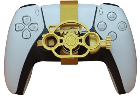 SHEAWA For PS5 3D Mini Steering Wheel Controller Gaming Racing Game Replacement Accessories (Metallic Gold)