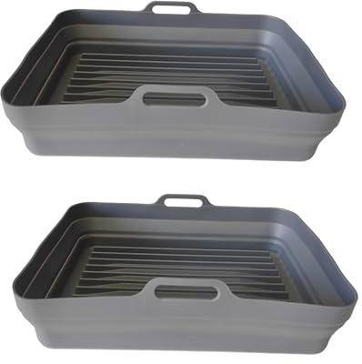 2 moldes para freidora de aire rectangulares (2x9 L) GRANDES. Compatibles con freidora de aire cecotec 9 litros Utensilios para Air Fryer Moldes silicona freidora aire plegables. Air fryer accesorios