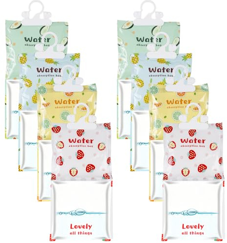 Sacchetti Deumidificatori Antimuffa, 8 PackDeumidificatore Sospeso, Deumidificatore Armadio per Eliminare Assorbire Umidità, per Seminterrati, Armadi, Lavanderie, 160 g(Modello Casuale)
