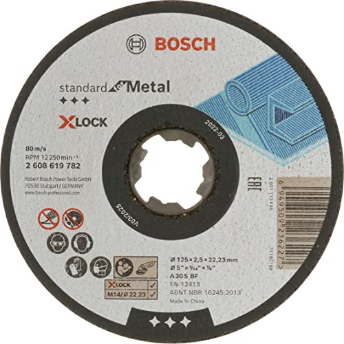 Bosch Professional 1x Standard for Metal X-LOCK Trennscheibe (für Metall, Ø 125 x 2,5 x 22,23 mm, Gerade, Zubehör Winkelschleifer) (Packung mit 10)