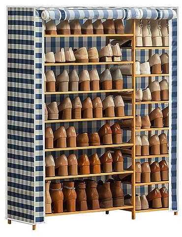 MYVVKIA Multifunktionales Schuhregal mit 7 Ebenen, freistehend, mit Abdeckung und Holzrahmen, zweireihig, zweireihiges Schuhaufbewahrungs-Organizer-Regal für Eingangsbereich, Sc