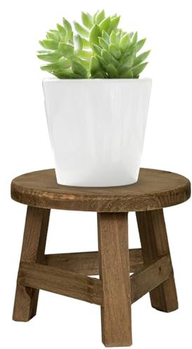 Wood Planter Stand, Round Wooden Stool for Plant Pot Display, Garden Decorative Stand for Home Patio (17.8x17.8x15cm)