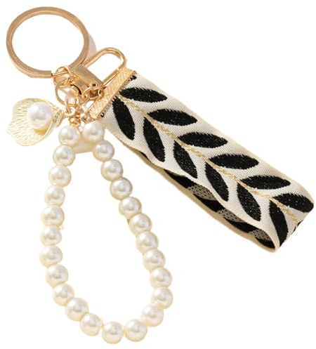Uoocg Perlen Schlüsselanhänger Schlüsselband Kurz Mit Schlüsselring Für Frau Edler Keychain Aesthetic(Rosa)