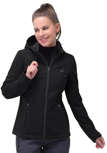 33,000ft Women's Lightweight Softshell Jacket Waterproof Hooded Jacket | Reflective, Stretch, 4 Pockets, Windproof, Breathable, Functional, Cycling, Hiking, Walking, Outdoor