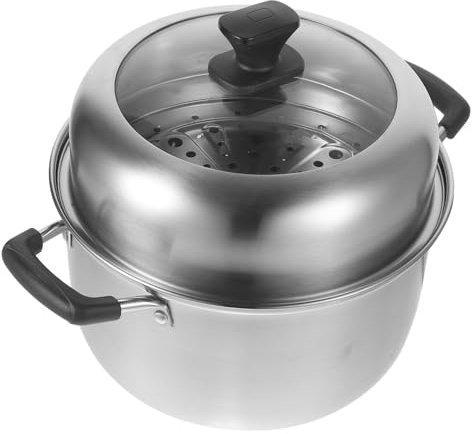 OFFSCH Edelstahldampfer Mit Großem Fassungsvermögen Für Dämpfen Und Kochen Temperaturbeständiger Dampftopf Mit Zwei Griffigkeiten Geeignet Für Induktionsherde Und Gasherde