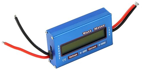 Digitales Lcd Wattmeter Dc 60v 100a aus Aluminium für Rc Helikopter | 0, 01-v Auflösung, Blaues Gehäuse, Hitzebeständige Leitungsisolierung, Präzise Messung von Batteriewerten