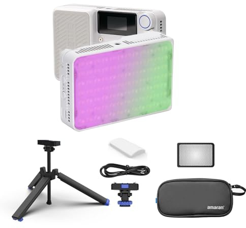 Amaran Ace 25c Kit RGB Pocket Light with Carrying Case,Mini Tripod (White) | 25W CCT 2300K-10000K On Camera Video Light Support APP Control,Rechargeable PD Charging for TikTok, Creator, Photographer