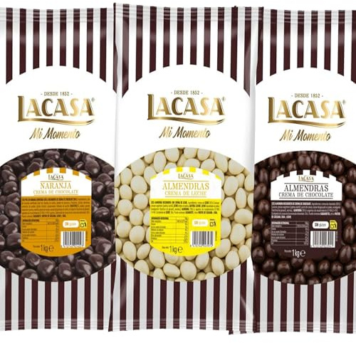 Lacasa Pack 3kg de bolas: Almendra con chocolate Negro,Almendra con chocolate Blanco, de naranja con chocolate Negro