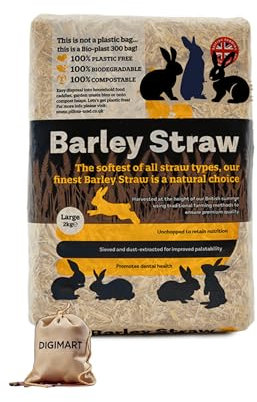 Digimart Premium BARLEY STRAW for Small Animals 2kg Biodegradable, British Harvested, Promotes Dental Health