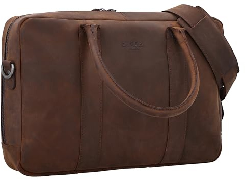 Gusti Leder „Fynn“ Aktentasche Leder – Vintage Businesstasche für Damen & Herren, Laptoptasche, Uni- & Bürotasche