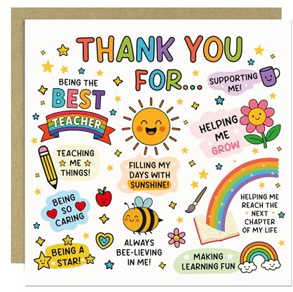 RED OCEAN Dankeskarte für Lehrer von Kindern, niedliche Dankeskarte für Lehrer, Kindergarten, mit Kraftumschlag, Karten für Ihn, Herren, Damen, Abschied, Schule, Kindergarten
