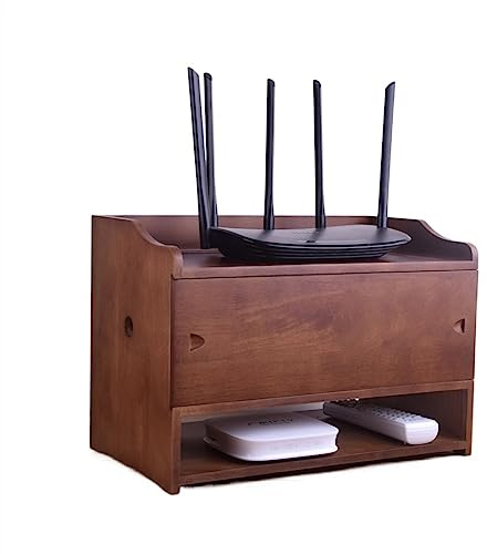 Cable Tidy Box Solid Wood Wireless WiFi Router cat Box Socket Set-top Box Shelf Desktop Cover Box Storage Box Cable Management ()