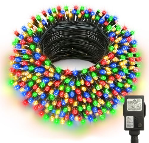 CCILAND 20M 200 LED Christmas Fairy Lights Mains Powered Outdoor Waterproof | Green Wire String Lights with Auto Timer 8 Modes for Bedroom Party Garden Xmas Decorations (Multicolour)