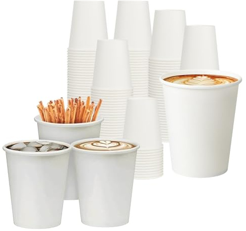 ECONX 8oz Single Wall White Paper Cups for Hot & Cold Drinks Beverages (Pack 1000) - Disposable Paper Cups, Recyclable Coffee Cups for Tea, Coffee, Juice - Ideal for Home, Office, Cafes, Events 227ml