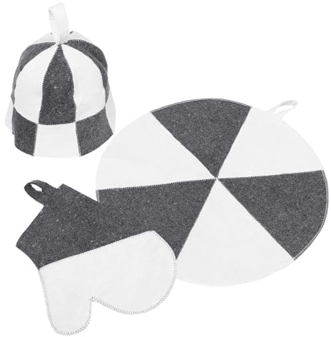 DECHOUS 1 Set Absorbency Sauna Hat: Heat Resistant Shower Cap - With Gloves And Mat - Felt Sauna Cap Protects Hair From Steam And Heat