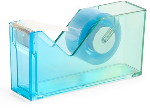 Miquelrius Klebebandabroller, 126 x 62 x 36 mm, für Büro, Schule, Basteln und Washi-Klebeband, Polystyrol und Metall, Halterung mit Farbverlauf, Blau/Grün