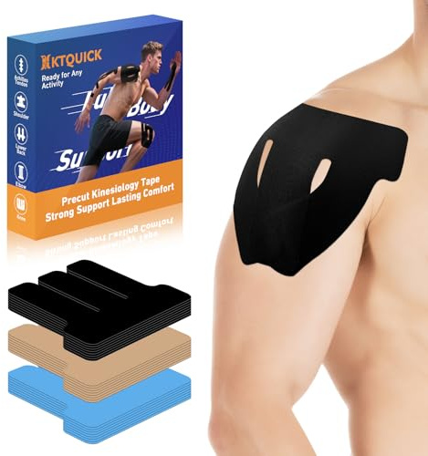 KTQUICK Vorgeschnittene Kinesiotapes für Schultern,10PCS,Starke Haftung | Lindert & Beugt Belastungs-, Entzündungs- und Haltungsbedingte Schmerzen vor; Wasserdicht, Hautfreundl., Hochelastisch