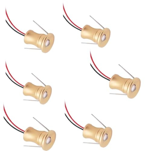 QICBYING 4/6 PCS Mini Recessed LED Spotlight - 1W Step Lamp, Embedded Ceiling Downlight, Concealed Background Wall Ceiling Light For Display Cabinets(6pcs-gold,DC12V-Warm White)