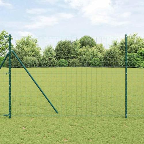 Dekorativer Zaun, Gartenzaun, Fences, Zaun mit Pfosten Grün 1,6 x 10 m Stahl, Gitterzaun Für Balkon, Terrasse, Hinterhof, Dekoration