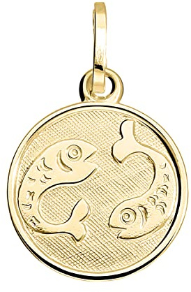 My Gold kvinnor barn hänge stjärntecken guld 333 (utan kedja) äkta gult guld (8 karat) Ø 12 mm mini rund zodiac rund, S, Gult guld, Ingen ädelsten