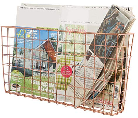 Dibor Wall Mounted Magazine Basket Copper Storage Organiser Shelf Unit