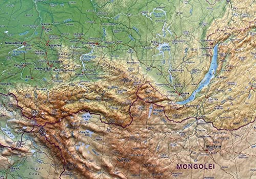 Russland Gross 1:11.000.000 mit Aluminiumrahmen: Tiefgezogenes Kunststoffrelief