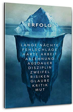 Hustling Sharks® Motivationsbilder als XXL Wandbild Eisberg des Erfolgs - Hochformat (Acrylglasbild, 60 x 90 cm), Wandbilder Motivation, Bilder Büro, Bilder mit Sprüchen