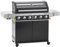 RÖSLE Unité de barbecue à gaz VIDERO G6-S, 30 mbar, gril avec 6 brûleurs en acier inoxydable, Prime Zone et brûleur latéral, tablettes latérales rabattables, VARIO+, Noir