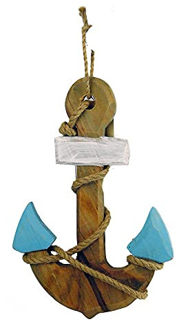 maritime Holz Serie grau-weiss ┼ Schiff/Segler ┼ Leuchtturm ┼ Rettungsring ┼ Bilderrahmen ┼ Deko - Nautic (Holz Anker natur/weiss/türkis)
