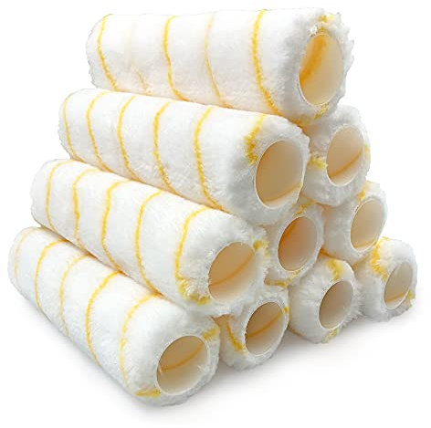 Nicholas Jack 9 inch Roller Sleeves, Pack of 10 Rollers for Painting Walls and Ceilings with 1.5 Standard Fitting − Professional Paint Roller Sleeve for Smooth Finish Emulsion Paint