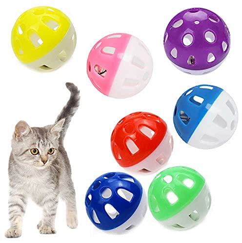 VOVIGGOL 12 palline da 4 cm per gatti con campanello, giocattolo per animali domestici con campanellino per gatti e gattini, giocattoli in plastica per gatti, giocattolo per gatti, palla sonaglio,