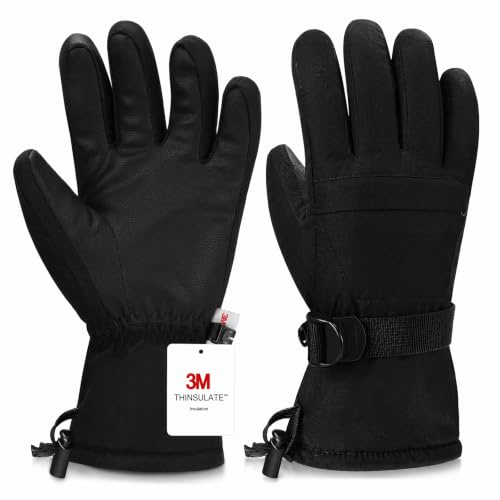 Odtmger wasserdichte Winter Ski Handschuhe, Warm Touchscreen Schneehandschuhe für Eltern und Kinder, Ideal zum Skifahren & Snowboarden